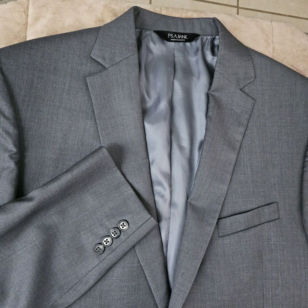 Jos. A. Bank Signature Granada Sport Coat Blazer 44L Gray Wool Silk 2 Button